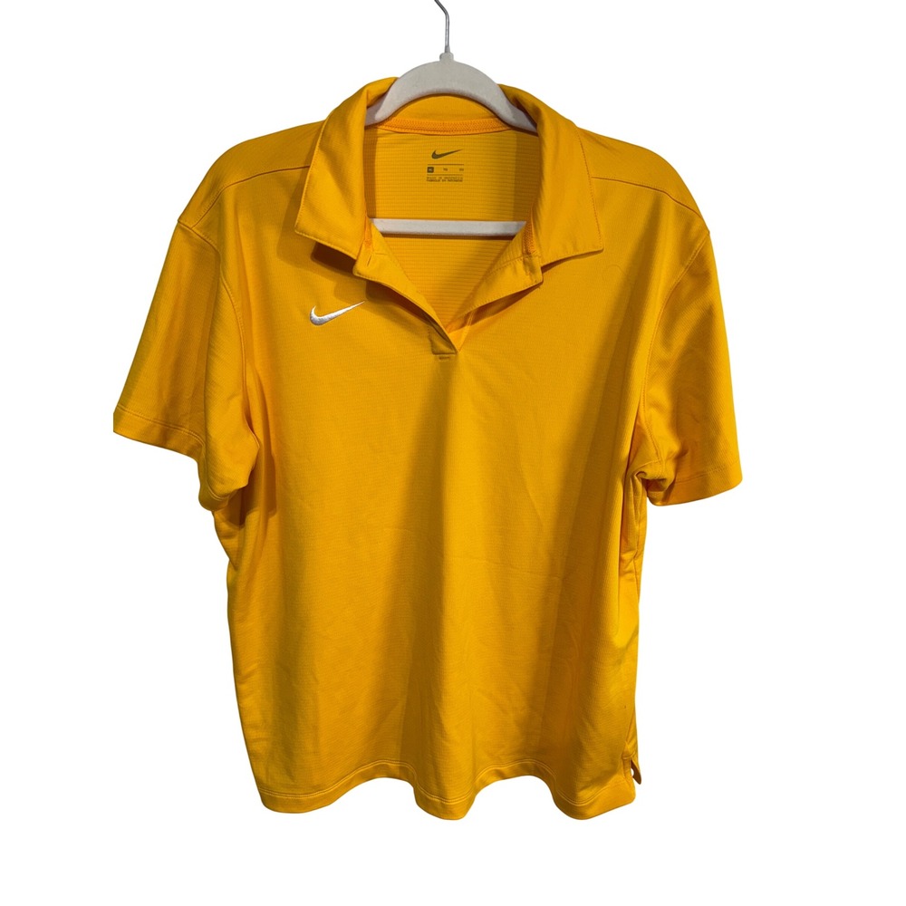 Nike Dri Fit Polo Shirt Yellow Athletic Golf Tennis Casual Short Sleeve Men's XL
